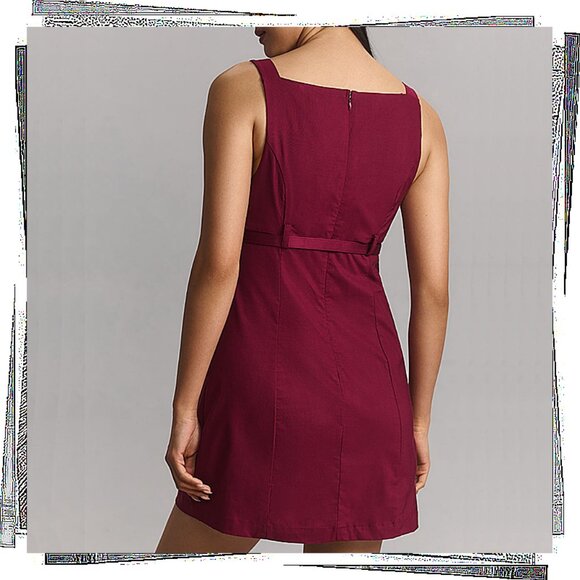 NWT: Red Boat Neck Mini Dress w/ High Waist Belt (4) - Picture 2 of 2